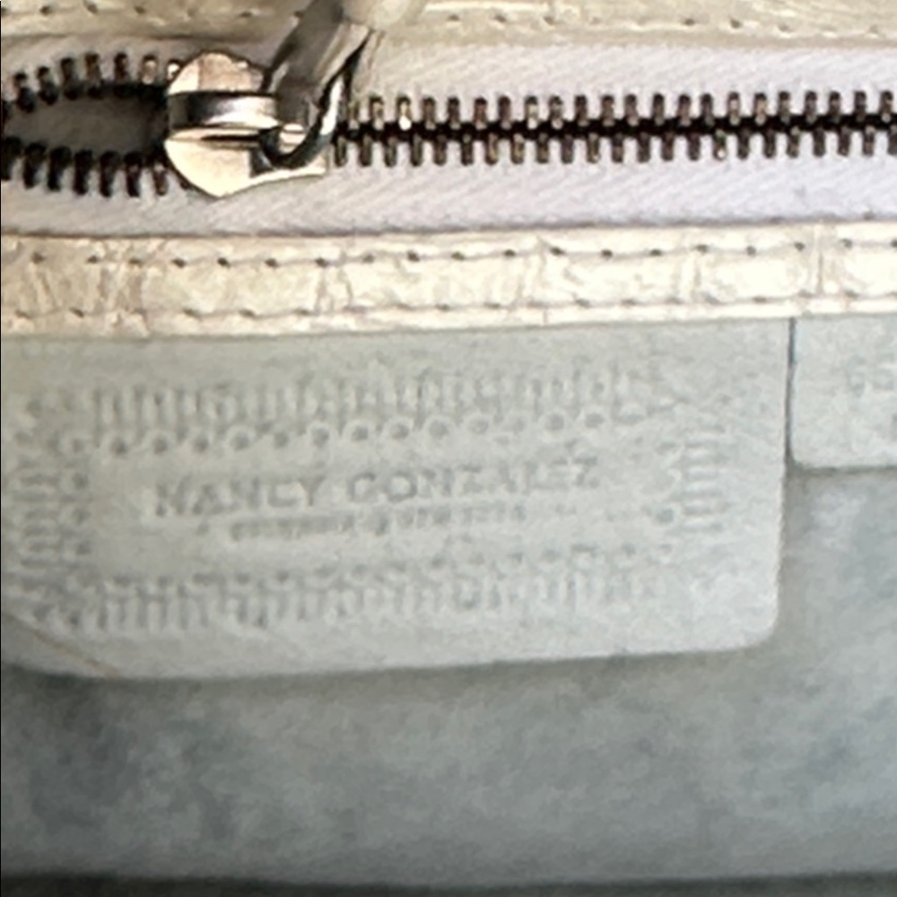 Nancy Gonzalez Rare Handwoven Genuine Crocodile Net Bag ivory & Black Leather - Picture 13 of 16
